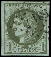 EMISSION DE BORDEAUX - 39A   1c. Olive, R I, Obl. PC Du GC, TTB - 1870 Emission De Bordeaux