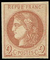 ** EMISSION DE BORDEAUX - 40B   2c. Brun-rouge, R II, Très Frais Et TTB, Certif. Calves - 1870 Bordeaux Printing