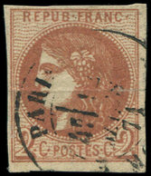 EMISSION DE BORDEAUX - 40B   2c. Brun-rouge, R II, Obl. Càd PARIS 12/3/71, Pli, Aspect TB. J - 1870 Emission De Bordeaux