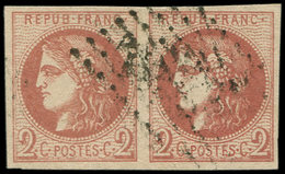 EMISSION DE BORDEAUX - 40B   2c. Brun-rouge, R II, PAIRE Obl. GC, TB - 1870 Bordeaux Printing