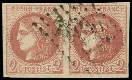 EMISSION DE BORDEAUX - 40B   2c. Brun-rouge, R II, PAIRE Obl. GC, TB - 1870 Emission De Bordeaux