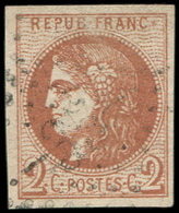 EMISSION DE BORDEAUX - 40Bi  2c. Brun Clair, R II, Obl. GC 35, TTB. C, Cote Maury - 1870 Emission De Bordeaux