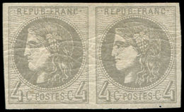 * EMISSION DE BORDEAUX - 41B   4c. Gris, R II, PAIRE, Frais, TB, Certif. Calves, Cote Maury - 1870 Bordeaux Printing