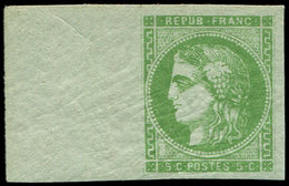 ** EMISSION DE BORDEAUX - 42B   5c. Vert-jaune, R II, Grand Bdf, Superbe - 1870 Emission De Bordeaux