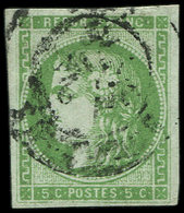 EMISSION DE BORDEAUX - 42A   5c. Vert-jaune, R I, Pos. 3, Obl. Càd T17 BORDEAUX 2/1/7( ), Frappe Trouble, TB, Certif. Ca - 1870 Emission De Bordeaux