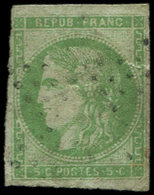 EMISSION DE BORDEAUX - 42A   5c. Vert-jaune R I, Obl. ETOILE De PARIS, Défectueux Mais Grande RARETE, Certif. Calves - 1870 Emission De Bordeaux