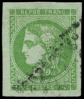 EMISSION DE BORDEAUX - 42B   5c. Vert-jaune, R II, Obl. GC, Belles Marges, TTB - 1870 Emission De Bordeaux