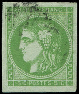 EMISSION DE BORDEAUX - 42B   5c. Vert-jaune, R II, Obl. GC, Effigie Dégagée, TB - 1870 Emission De Bordeaux