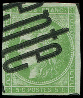 EMISSION DE BORDEAUX - 42B   5c. Vert-jaune, R II, Obl. TYPO, 2 Petites Marges, TB - 1870 Emission De Bordeaux