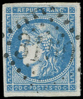 EMISSION DE BORDEAUX - 45A  20c. Bleu, T II, R I, Obl. GC 3150, TB - 1870 Emission De Bordeaux