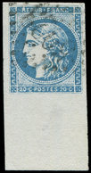EMISSION DE BORDEAUX - 45C  20c. Bleu, T II, R III, Grand Bdf, Obl. GC, Superbe - 1870 Emission De Bordeaux