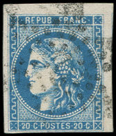 EMISSION DE BORDEAUX - 46B  20c. Bleu, T III, R II, Obl. ETOILE 2, TB - 1870 Emission De Bordeaux