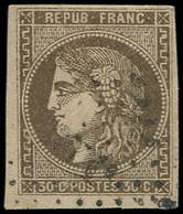 EMISSION DE BORDEAUX - 47   30c. Brun, Oblitéré Ambulant, TB. C - 1870 Emission De Bordeaux