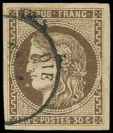 EMISSION DE BORDEAUX - 47a  30c. Brun Clair, Obl. Càd T16 DIE, TB - 1870 Emission De Bordeaux
