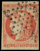 EMISSION DE BORDEAUX - 48d  40c. ROUGE-SANG Clair, Obl. ETOILE Pleine, RR, TTB - 1870 Emission De Bordeaux