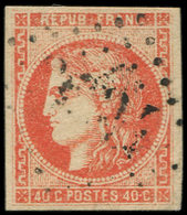 EMISSION DE BORDEAUX - 48m  40c. Orange VERMILLONNE, Obl., TB, Nuance Certifiée Calves, N° Et Cote Maury - 1870 Emission De Bordeaux