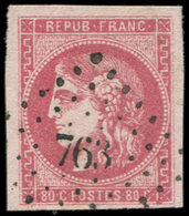 EMISSION DE BORDEAUX - 49   80c. Rose, Obl. PC Du GC 763, TTB - 1870 Bordeaux Printing