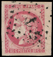 EMISSION DE BORDEAUX - 49   80c. Rose, Petit Bdf, Obl. ANCRE, TTB/Superbe. Br - 1870 Emissione Di Bordeaux