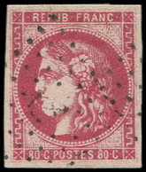 EMISSION DE BORDEAUX - 49   80c. Rose, Obl. ANCRE, TTB. C - 1870 Emission De Bordeaux