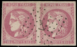 EMISSION DE BORDEAUX - 49   80c. Rose, PAIRE Obl. ANCRE, TTB - 1870 Emissione Di Bordeaux