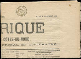 Let CERES DENTELE - 52    4c. Gris, Obl. Càd T18 St BRIEUC 2/11/75 S. Journal Entier L'ARMORIQUE, Superbe - 1849-1876: Période Classique