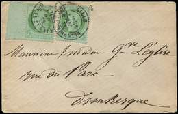 Let CERES DENTELE - 53    5c. Vert-jaune Sur Azuré, 2 Ex. Obl. Càd LILLE Qer Pl. St Martin 31/12/72 S. Env., Arr. Dunker - 1849-1876: Période Classique