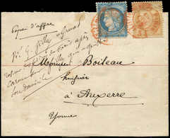 Let CERES DENTELE - 59 Et 60A, 15c. Et 25c. Obl. Càd Rouge Des Imprimés PARIS PP 15/10/72 S. Bande De Papiers D'Affaires - 1849-1876: Periodo Classico