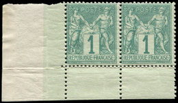 ** TYPE SAGE - 61    1c. Vert, PAIRE Cdf, TTB - 1876-1878 Sage (Tipo I)