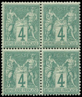 ** TYPE SAGE - 63    4c. Vert, BLOC De 4, Fraîcheur Postale, TB - 1876-1878 Sage (Tipo I)