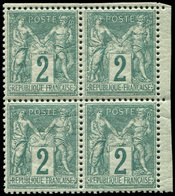 ** TYPE SAGE - 74    2c. Vert, BLOC De 4, Petit Cdf, TB - 1876-1878 Sage (Type I)