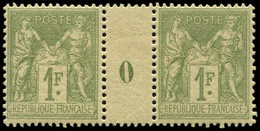 * TYPE SAGE - 82    1f. Olive Clair, PAIRE Mill.0, TB - 1876-1878 Sage (Type I)