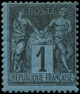 * TYPE SAGE - 84    1c. Noir Sur BLEU De PRUSSE, Jolie Nuance Fraîche, TB - 1876-1878 Sage (Tipo I)