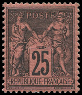 ** TYPE SAGE - 91   25c. Noir Sur Rouge, Très Frais, Bien Centré, TTB. C - 1876-1878 Sage (Tipo I)