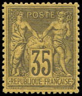 ** TYPE SAGE - 93   35c. Violet-noir Sur Jaune, Bien Centré, TTB. J - 1876-1878 Sage (Tipo I)