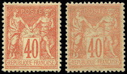** TYPE SAGE - 94 Et 94f, 40c. Orange Et Orange Pâle, Bien Centrés, TB - 1876-1878 Sage (Type I)
