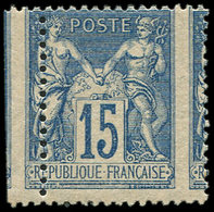 ** TYPE SAGE - 101  15c. Bleu, PIQUAGE à CHEVAL, TB - 1876-1878 Sage (Type I)