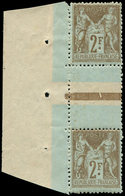 ** TYPE SAGE - 105   2f. Bistre Sur Azuré, PAIRE Interp. Bdf, TB - 1876-1878 Sage (Type I)