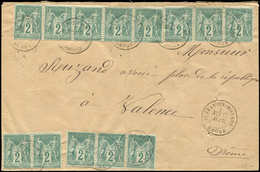 Let TYPE SAGE SUR LETTRES - N°74 BANDE De 5, 2 BANDES De 3 Et PAIRE Obl. Càd St JEAN-EN-ROYANS 17/4/77 S. Env., Arr. VAL - 1877-1920: Période Semi Moderne