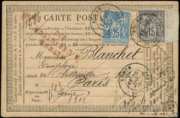 Let TYPE SAGE SUR LETTRES - N°77 Et 79 Obl. Càd T18 ROUEN 29/7/77 S. CP Rec. Pour Paris, Cachet RETOUR A L'ENVOYEUR 432, - 1877-1920: Période Semi Moderne