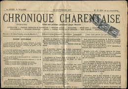 Let TYPE SAGE SUR LETTRES - N°83 PAIRE + 1 Ex. Obl. TYPO S. CHRONIQUE CHARENTAISE Du 16/9/77, RR, TTB, Cote Cérès - 1877-1920: Période Semi Moderne