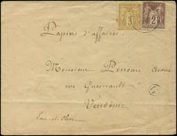 Let TYPE SAGE SUR LETTRES - N°85 Et 86 Obl. MONTOIRE-SUR-LE-LOIR 16/1/79 Sur Env. Papiers D'Affaires, Boite G, TB - 1877-1920: Période Semi Moderne