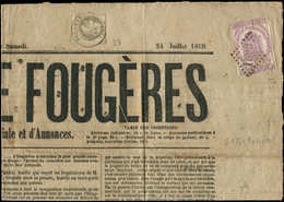 Let JOURNAUX -  1 : 2c. Lilas Obl. GC 15(60) Sur Partie De Journal "CHRONIQUE DE FOUGERES" Du 24/7/69 Avec Poste N°27A 4 - Journaux
