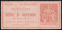 (*) TELEPHONE - Téléphone 9 : 50c. Rouge Sur Rose, TB - Télégraphes Et Téléphones