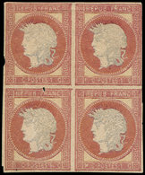 (*) ESSAIS -  1876 : Projet Gaiffe, 1c. Rose Et Gris, BLOC De 4 Défx, B/TB - Altri & Non Classificati