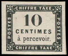 (*) ESSAIS -  Taxe 1 : 10c., Essai Format Rectangulaire Sur Papier Carton, R, TTB. J - Autres & Non Classés