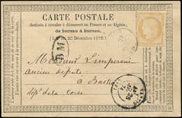 Let OBLITERATIONS PAR DEPARTEMENTS - 19/CORSE N°59 Obl. Càd Faible BONIFACIO 27/4/74 S. CP De Pépinière De Corlina, RR C - 1849-1876: Période Classique