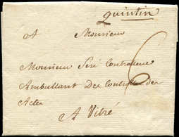 Let OBLITERATIONS PAR DEPARTEMENTS - 21/COTES DU NORD MP Manuscrite "quintin" Sur LAC De 1768, TB - 1849-1876: Période Classique