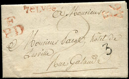 Let LETTRES DE PARIS - 3 MP Rouges F/PD, FA6 Et 7e Lvée Sur LAC De 1790, Marque 3 Au Verso 2 Marques Rouges F46 Et F7 +  - 1849-1876: Période Classique