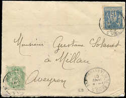 Let LETTRES DE PARIS - N°101 Et 111 Obl. Càd LEX PARIS 5/PL DE LA REPUBLIQUE E3 10/1/01 S. Env., TB - 1849-1876: Période Classique