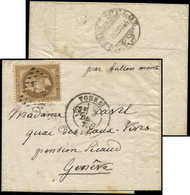 Let BALLONS MONTES - N°30 Obl. GC 3997 S. LSC, Càd TOURS 3/12/70, Arr. GENEVE 5/12, PLI CONFIE De La BATAILLE De PARIS,  - Guerre De 1870